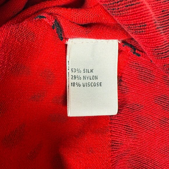 Josephine Studio Red Black Animal Print Button Ruffle 3/4 Sleeve Cardigan Small - Picture 4 of 7